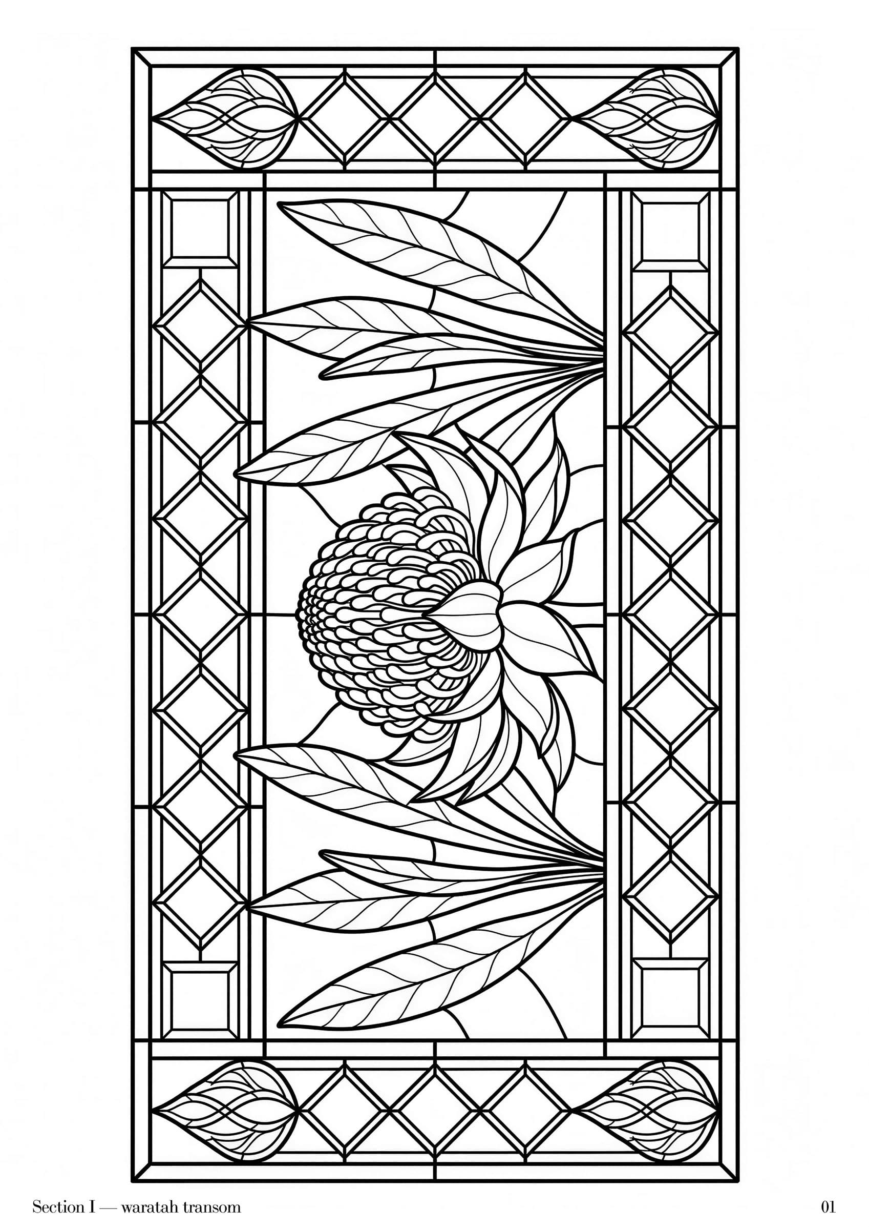 Leadlight Folio, plate 1 — Australian Federation leadlight panel study at folio scale
