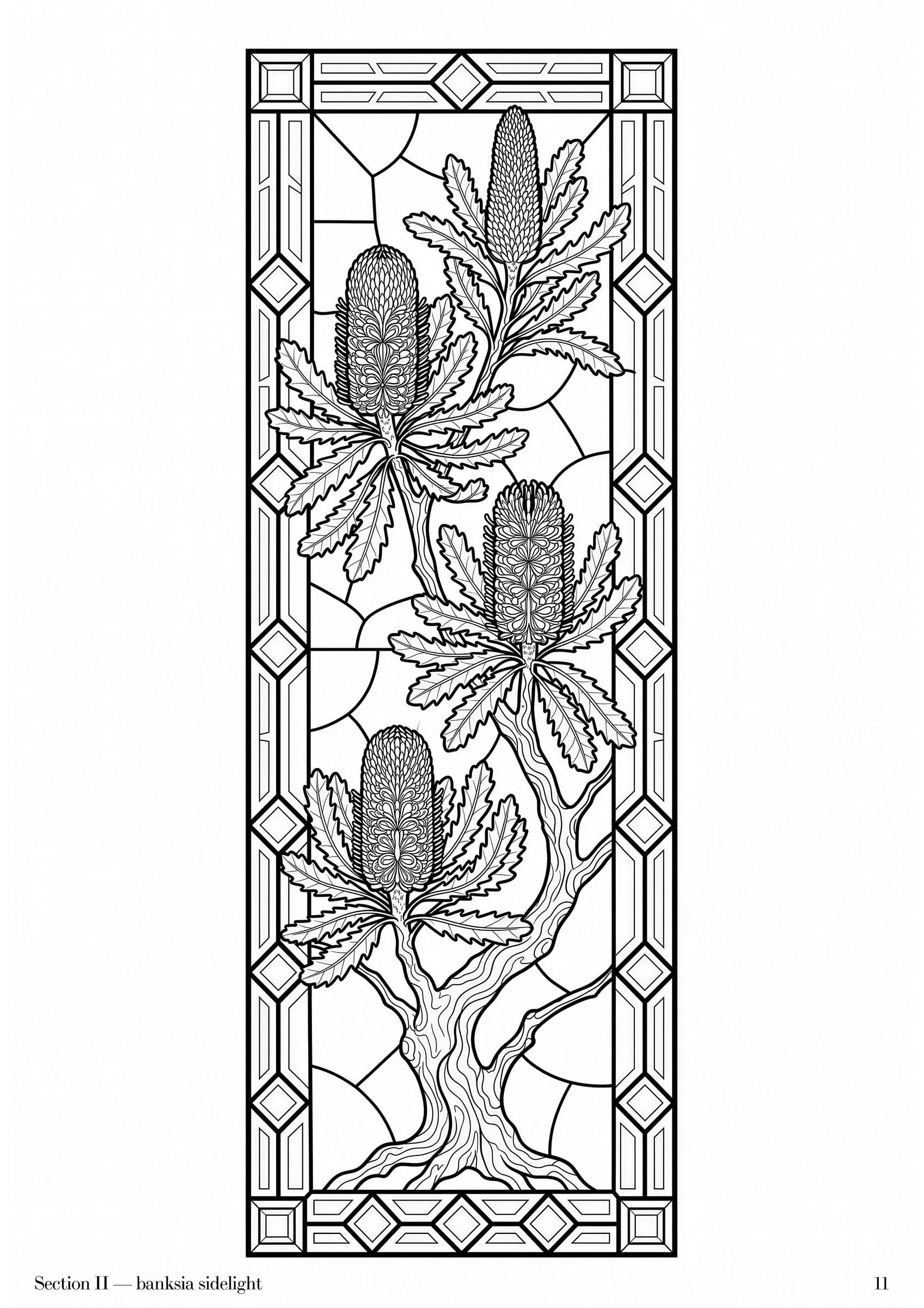 Leadlight Folio, plate 11 — Australian Federation leadlight panel study at folio scale