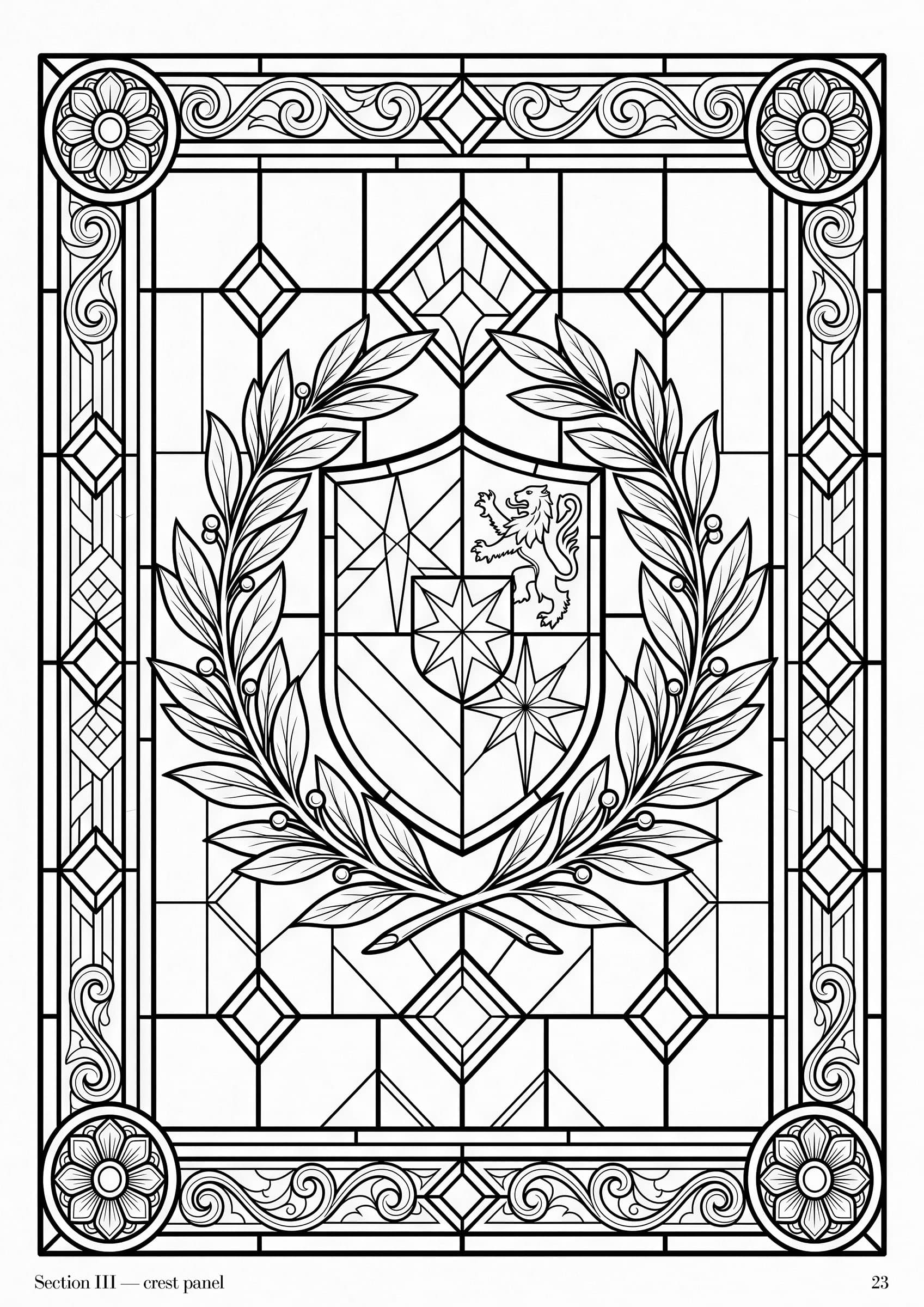 Leadlight Folio, plate 23 — Australian Federation leadlight panel study at folio scale